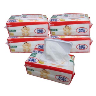濕巾嬰兒濕紙巾100抽帶蓋共5包 新生兒童寶寶手口屁屁專用
