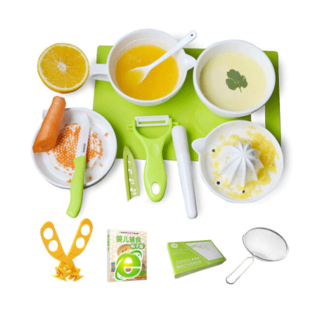 美帝亞陶瓷嬰兒輔食研磨器輔食工具剪刀碗套裝